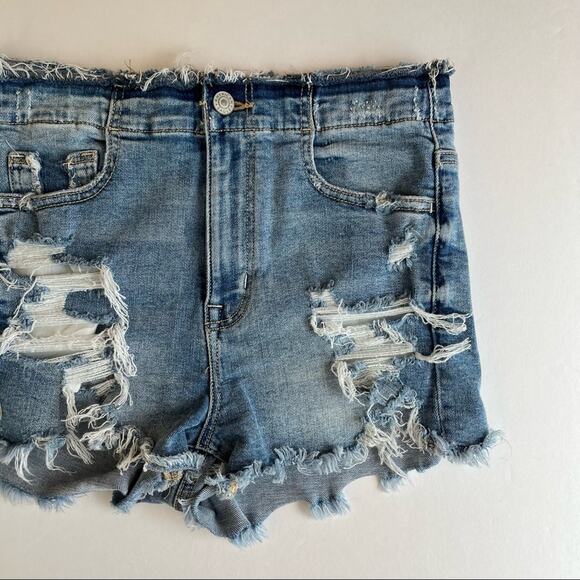 AE Super Stretch Super Hi Rise Shortie Denim Shorts - Picture 5 of 5